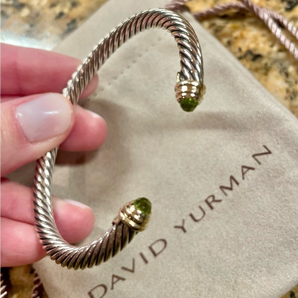 David Yurman 5mm Classic Cable Peridot Bracelet Size Small